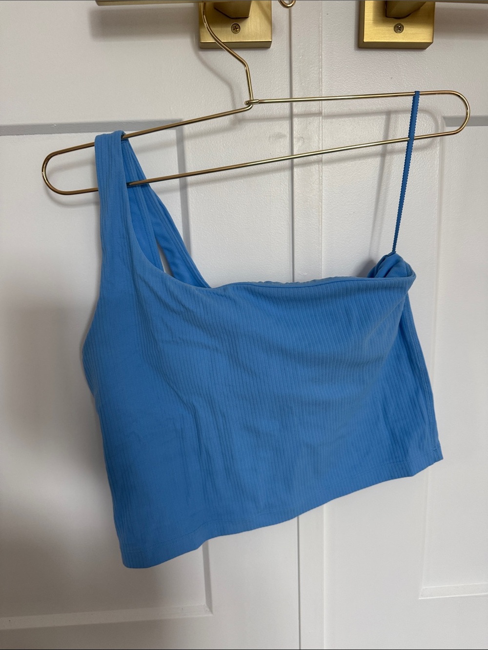 lululemon athletica Blue Ribbed One-Shoulder Crop Top